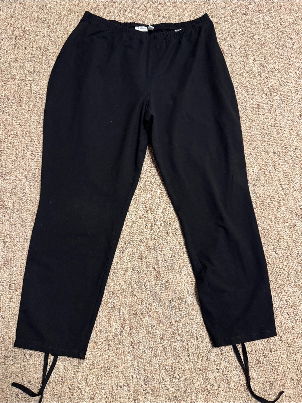 Women with Control Black Capris with Ankle Ties